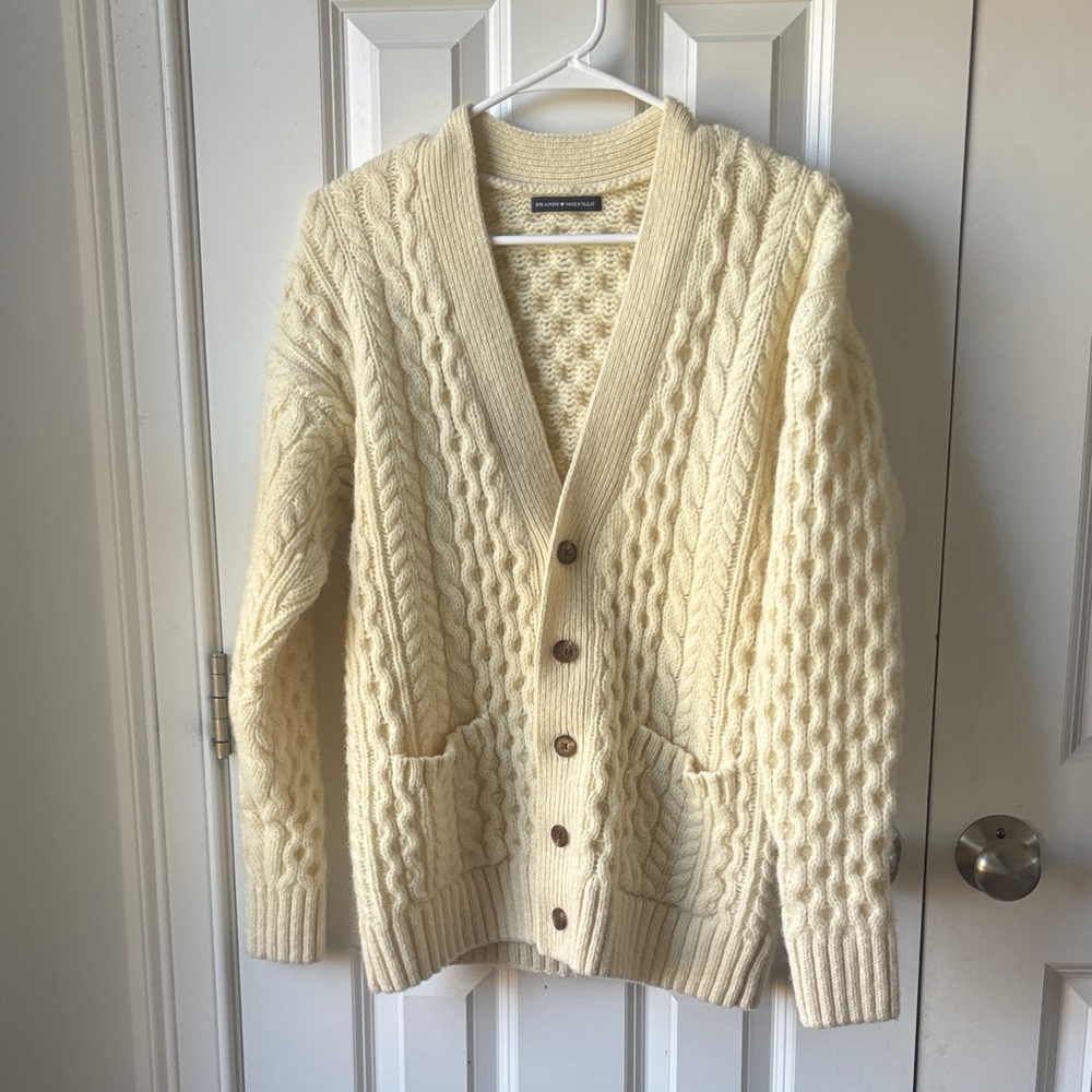 Brandy Melville Cream Cable Knit Cardigan